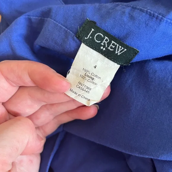 🔴 J. Crew dress size 4 small blue sleeveless ruffle cotton v neck - Picture 5 of 5